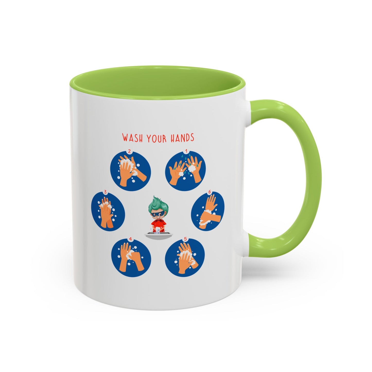 Accent Coffee Mug - Super kiddo teaching how to wash hands
