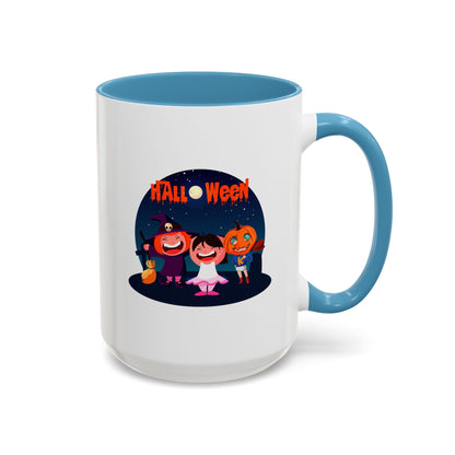 Accent Coffee Mug - Super kiddo wearing pumpkin - [[{"value":"Wonderwear Kid"}]]