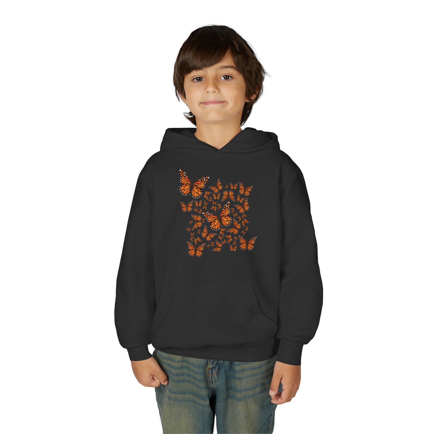 Youth Heavy Blend Hooded Sweatshirt -  Monarch butterflies