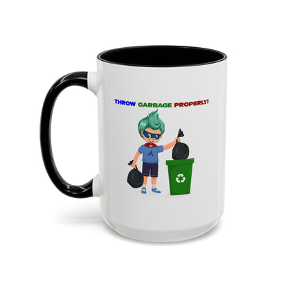 Accent Coffee Mug - Super kiddo taking trash out - [[{"value":"Wonderwear Kid"}]]