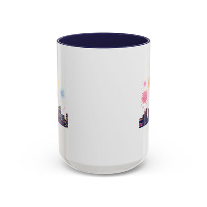 Accent Coffee Mug - Super kiddo with fireworks - [[{"value":"Wonderwear Kid"}]]