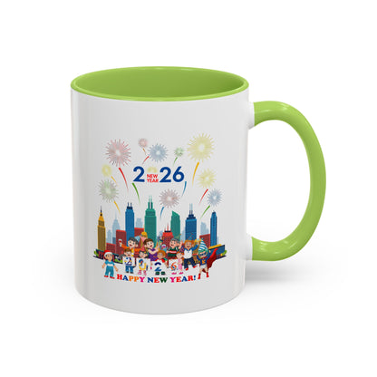 Accent Coffee Mug - Happy new year with fireworks - [[{"value":"Wonderwear Kid"}]]