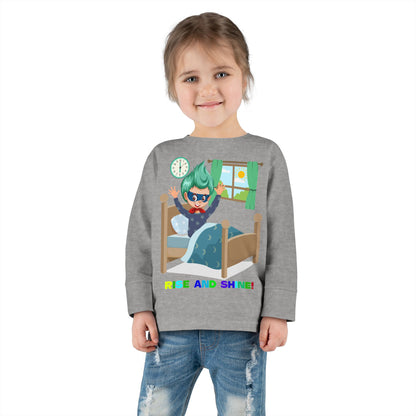 Toddler Long Sleeve Tee - Super kiddo teaches us to wake up early - [[{"value":"Wonderwear Kid"}]]