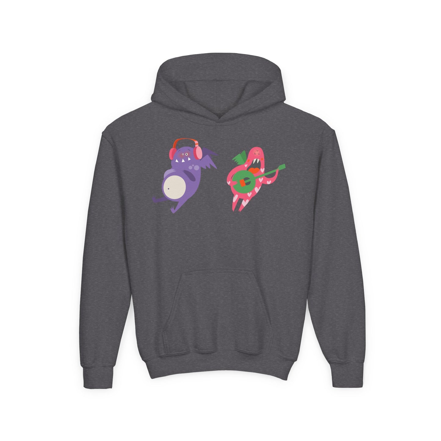 Youth Heavy Blend Hooded Sweatshirt - Monsters playing instruments
