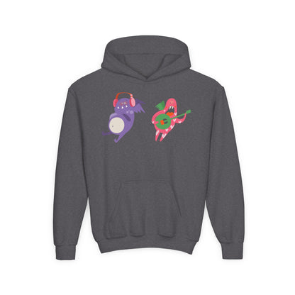 Youth Heavy Blend Hooded Sweatshirt - Monsters playing instruments Printify