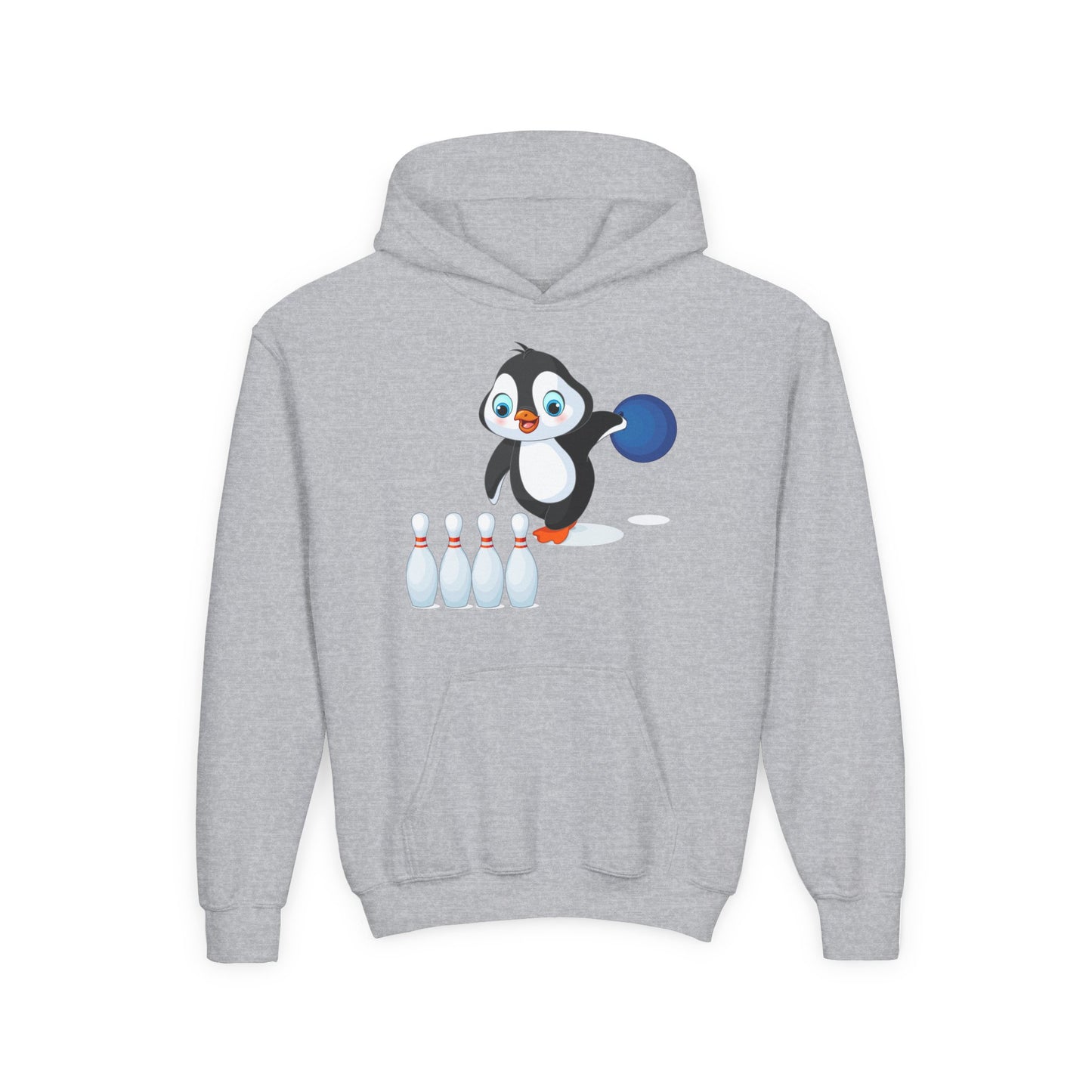 Youth Heavy Blend Hooded Sweatshirt - Adorable Penguin Bowling