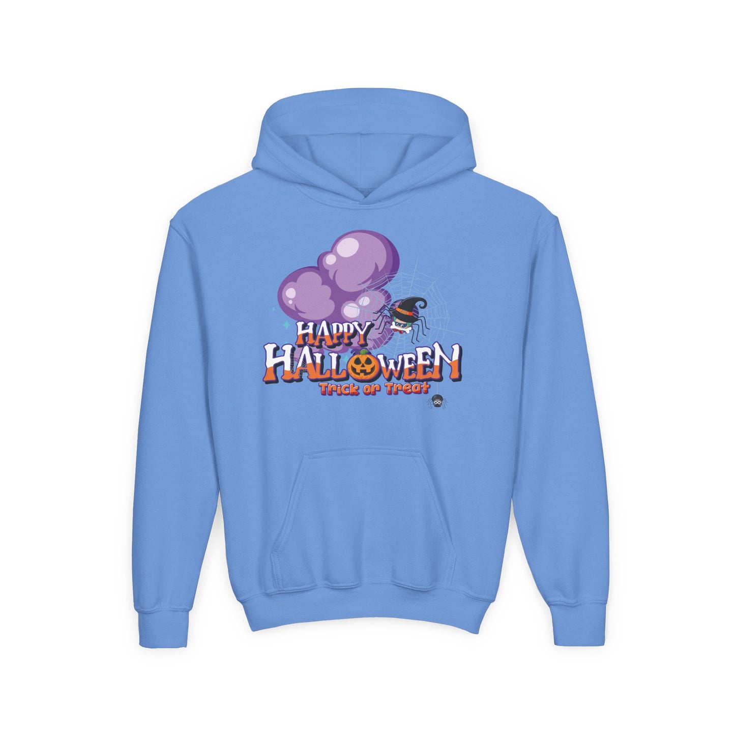 Youth Heavy Blend Hooded Sweatshirt - Happy holloween - spider kiddo