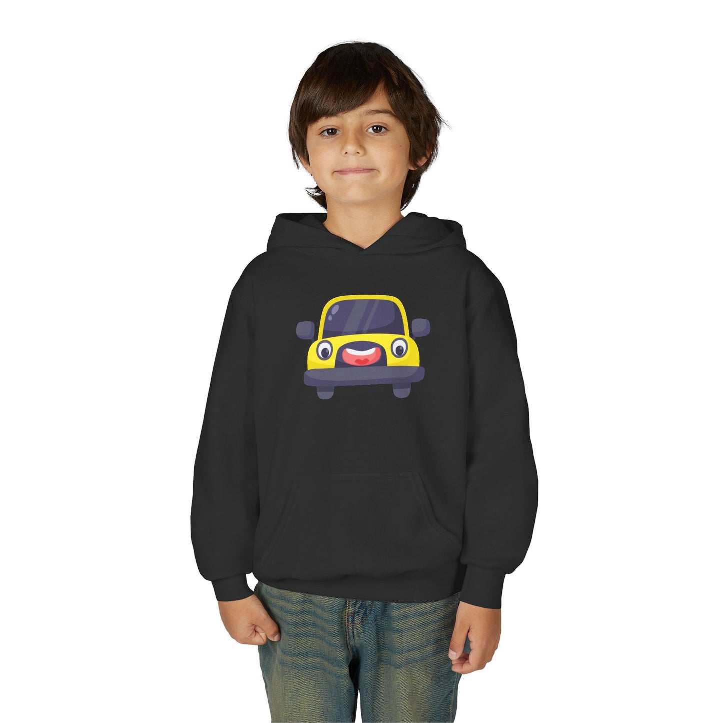 Youth Heavy Blend Hooded Sweatshirt - The yellow car