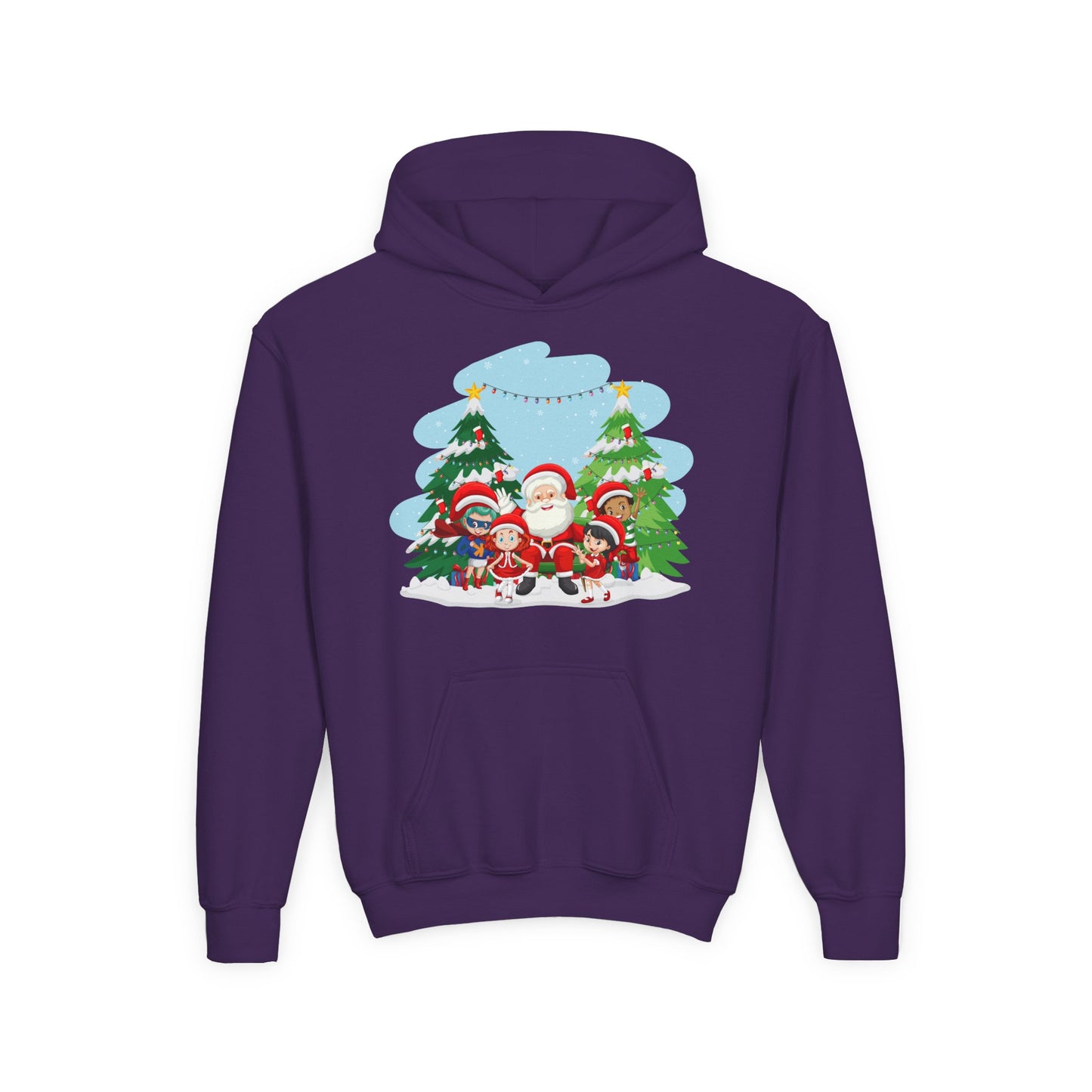 Youth Heavy Blend Hooded Sweatshirt - Super kiddo with santa claus