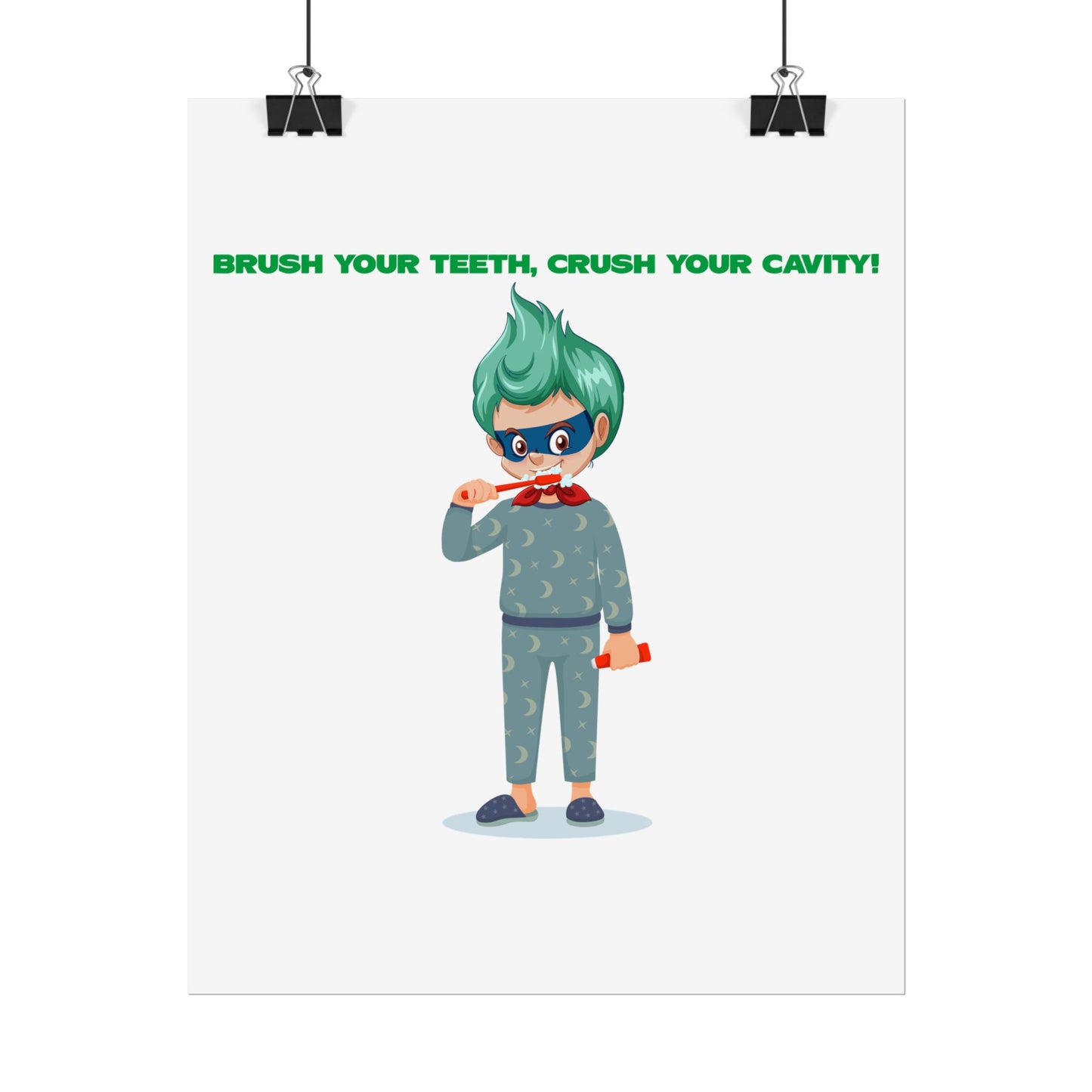 Rolled Posters - Super kiddo brushing teeth - [[{"value":"Wonderwear Kid"}]]