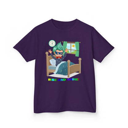 Kids Heavy Cotton™ Tee - Super kiddo teaches us to wake up early - [[{"value":"Wonderwear Kid"}]]