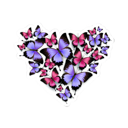Kiss-Cut Vinyl Decals - Heart shape monarch butterfly Printify