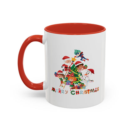 Accent Coffee Mug - Super kiddo making christmas tree with text - [[{"value":"Wonderwear Kid"}]]