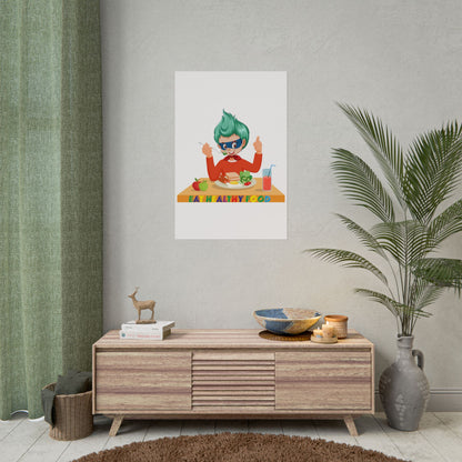 Rolled Posters - Super kiddo eating healthy breafast - [[{"value":"Wonderwear Kid"}]]