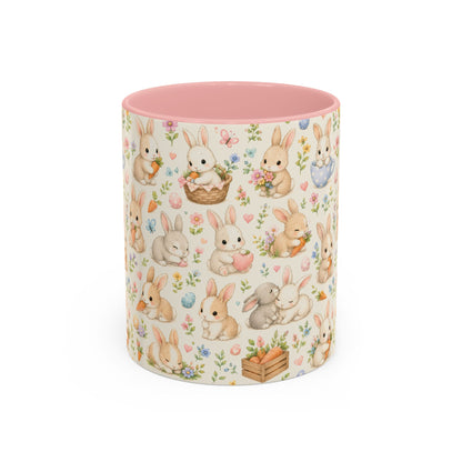 Accent Coffee Mug  (11/15 oz) - Pastel Bunny Garden Easter