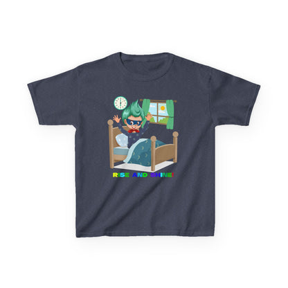 Kids Heavy Cotton™ Tee - Super kiddo teaches us to wake up early - [[{"value":"Wonderwear Kid"}]]