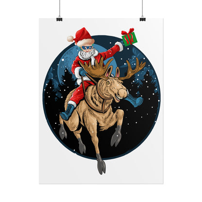 Rolled Posters - Super kiddo riding a reindeer - [[{"value":"Wonderwear Kid"}]]