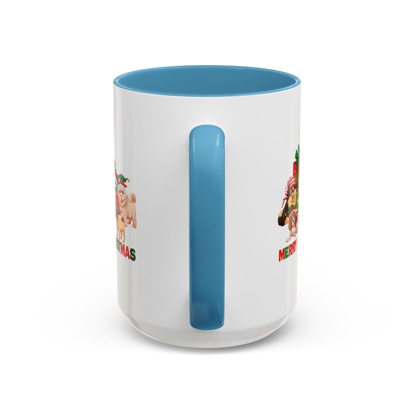 Accent Coffee Mug - Christmas with super kiddo pet friends with text