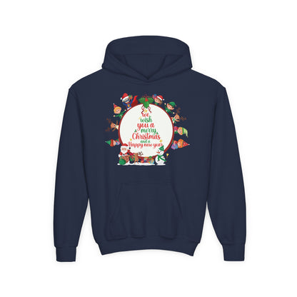 Youth Heavy Blend Hooded Sweatshirt - We wish you a merry christmas - [[{"value":"Wonderwear Kid"}]]