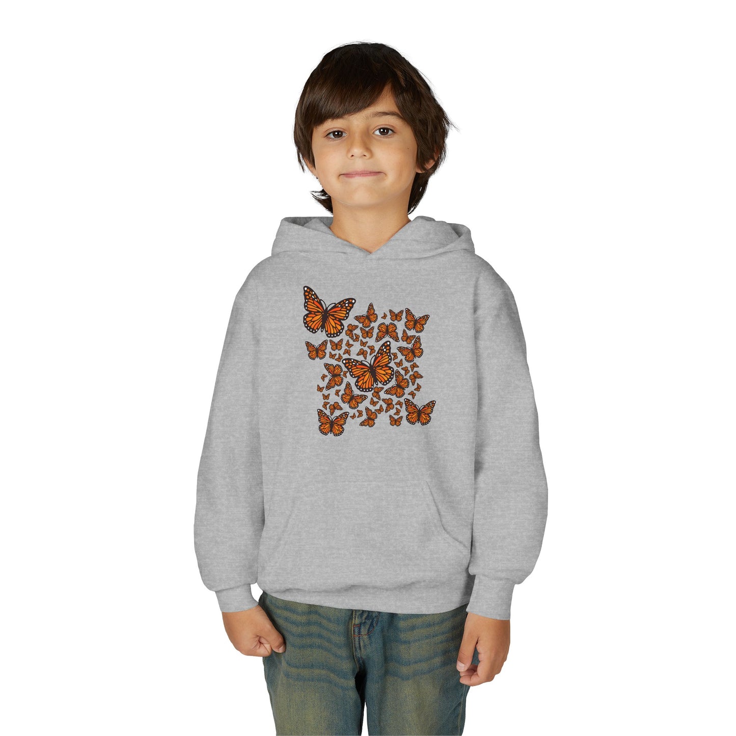 Youth Heavy Blend Hooded Sweatshirt -  Monarch butterflies