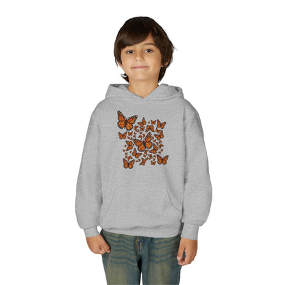 Youth Heavy Blend Hooded Sweatshirt -  Monarch butterflies Printify