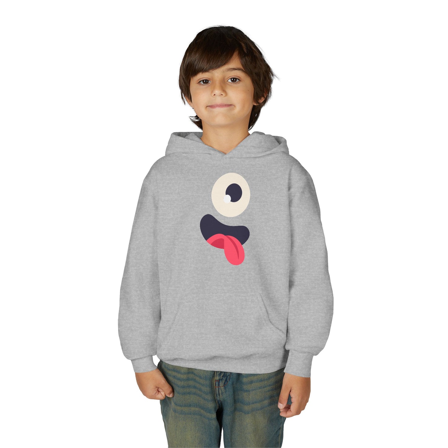 Youth Heavy Blend Hooded Sweatshirt - Monsters Eyes and tongue