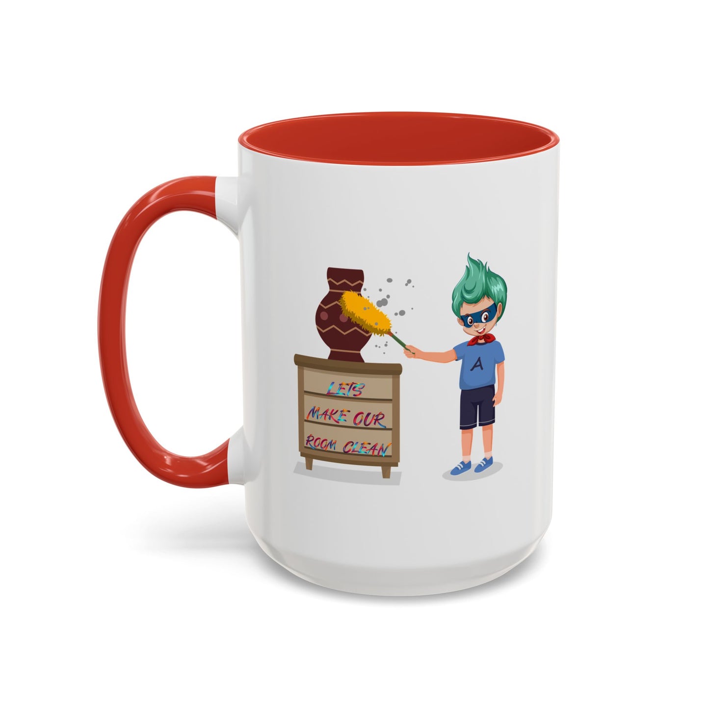 Accent Coffee Mug - Super kiddo cleaning a vase