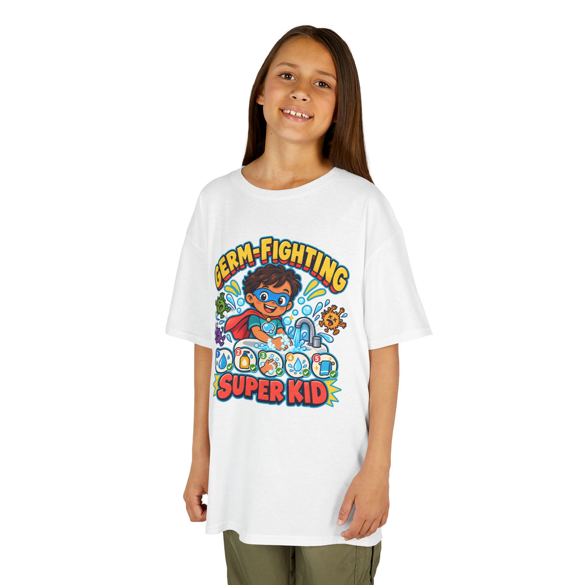 Kids Heavy Cotton™ Tee - Germ-Fighting Super Kid