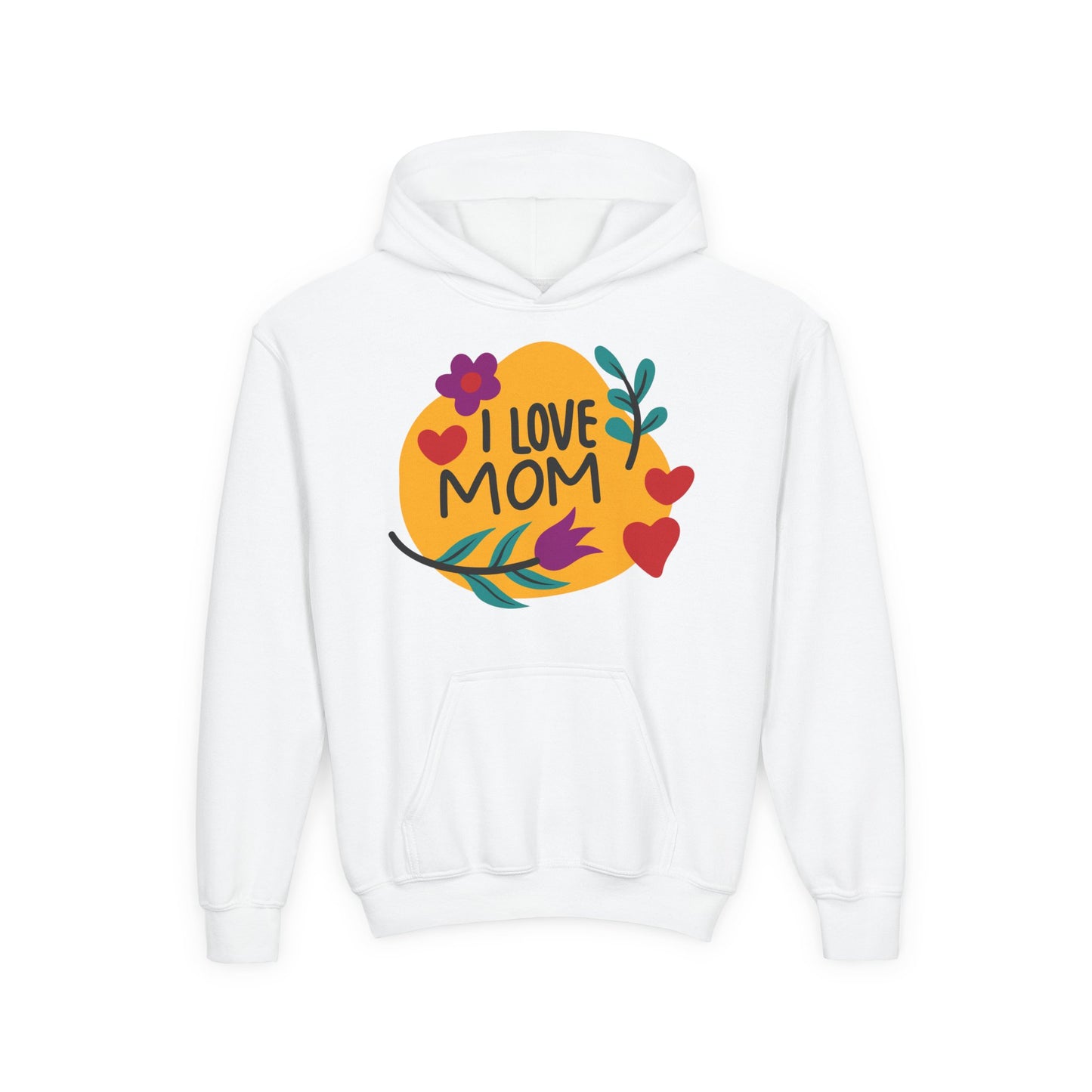 Youth Heavy Blend Hooded Sweatshirt - I love mom