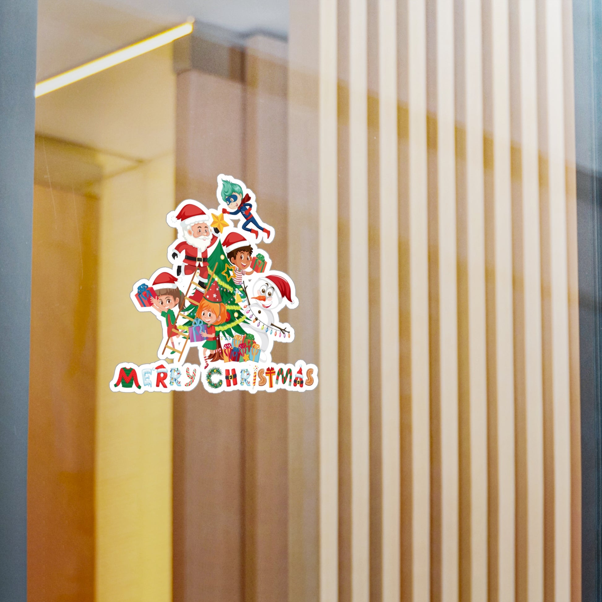 Christmas Kiss-Cut Vinyl Decals – Super kiddo making christmas tree with text - [[{"value":"Wonderwear Kid"}]]