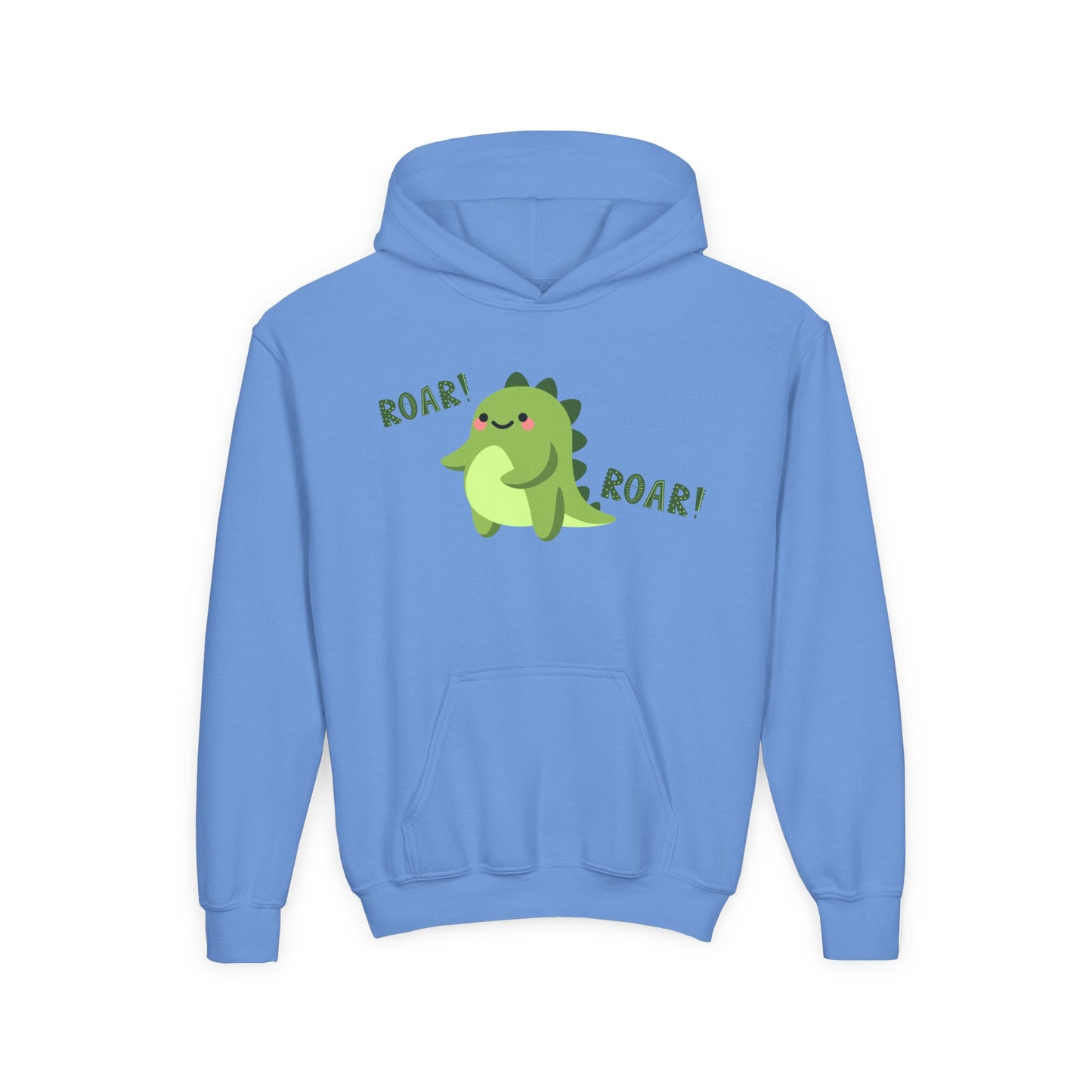Youth Heavy Blend Hooded Sweatshirt - Cute Dinosaur Roar