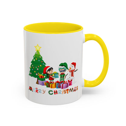 Accent Coffee Mug - Super kiddo preparing gifts - [[{"value":"Wonderwear Kid"}]]