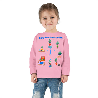 Toddler Long Sleeve Tee - Super kiddo daily routine - [[{"value":"Wonderwear Kid"}]]