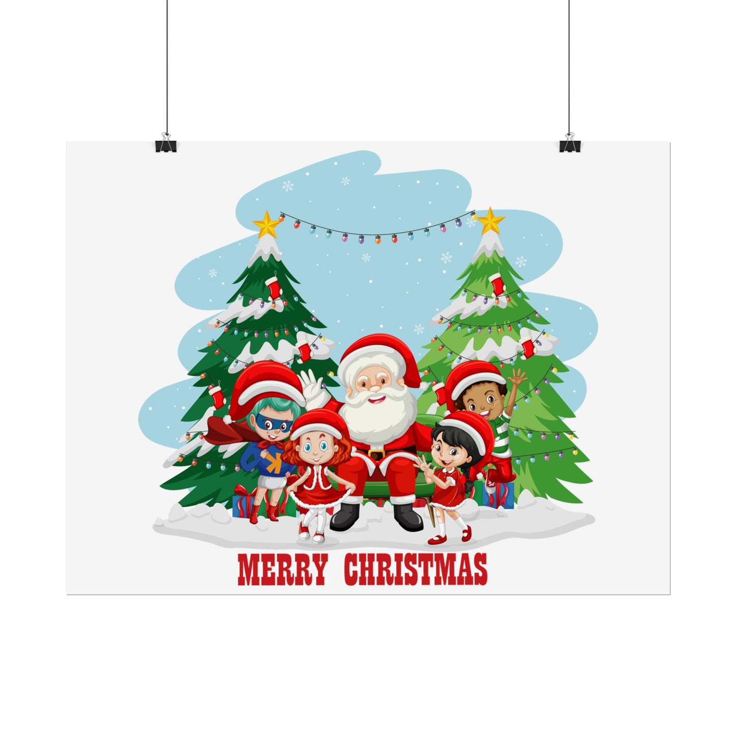 Rolled Posters - Super kiddo with santa claus Merry christmas - [[{"value":"Wonderwear Kid"}]]