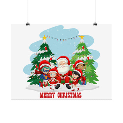 Rolled Posters - Super kiddo with santa claus Merry christmas - [[{"value":"Wonderwear Kid"}]]