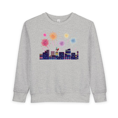 Toddler Sweatshirt - Super kiddo with fireworks - [[{"value":"Wonderwear Kid"}]]
