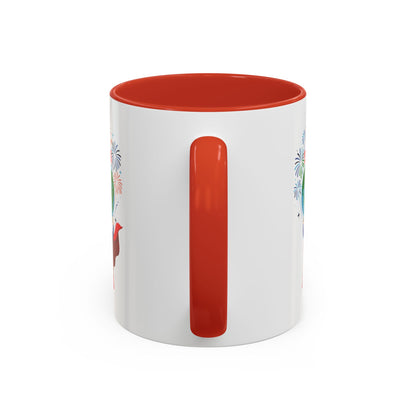 Accent Coffee Mug - Super kiddo holding globe - [[{"value":"Wonderwear Kid"}]]