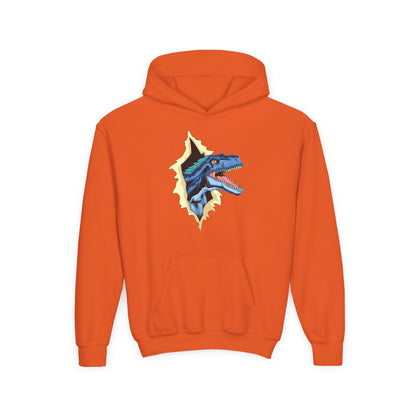 Youth Heavy Blend Hooded Sweatshirt -  Utah raptor dinosaur Printify