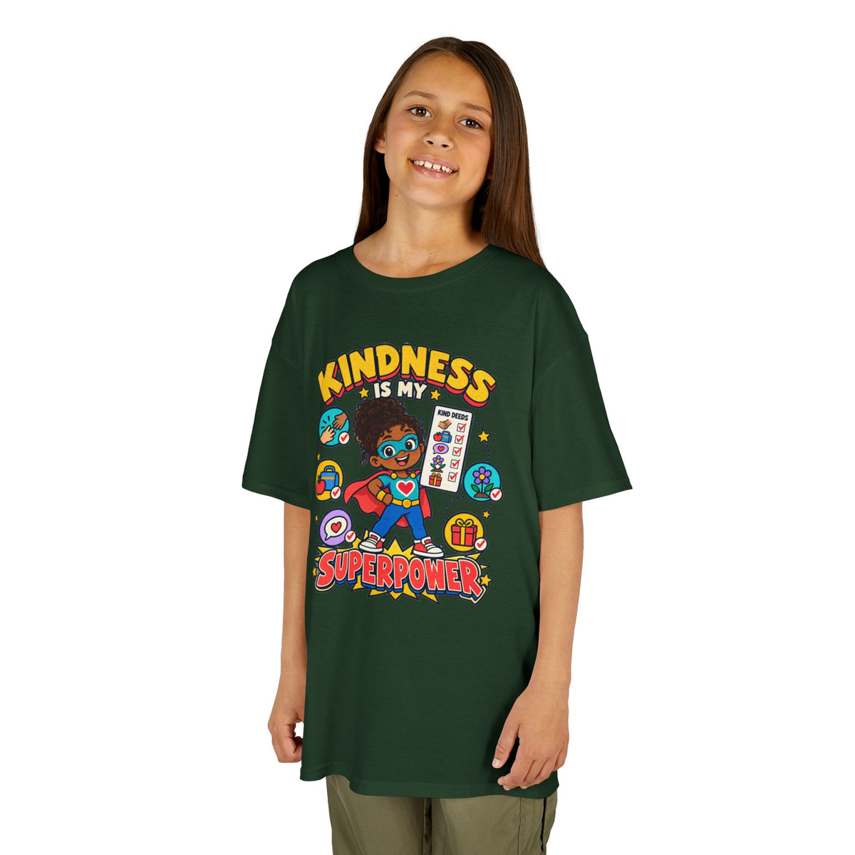 Kids Heavy Cotton™ Tee - Kindness Is My Superpower