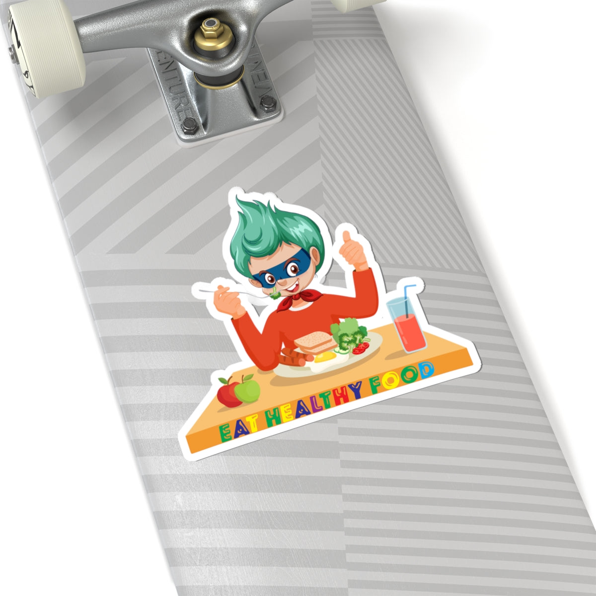 Kiss-Cut Stickers - Super kiddo eating healthy breafast - [[{"value":"Wonderwear Kid"}]]