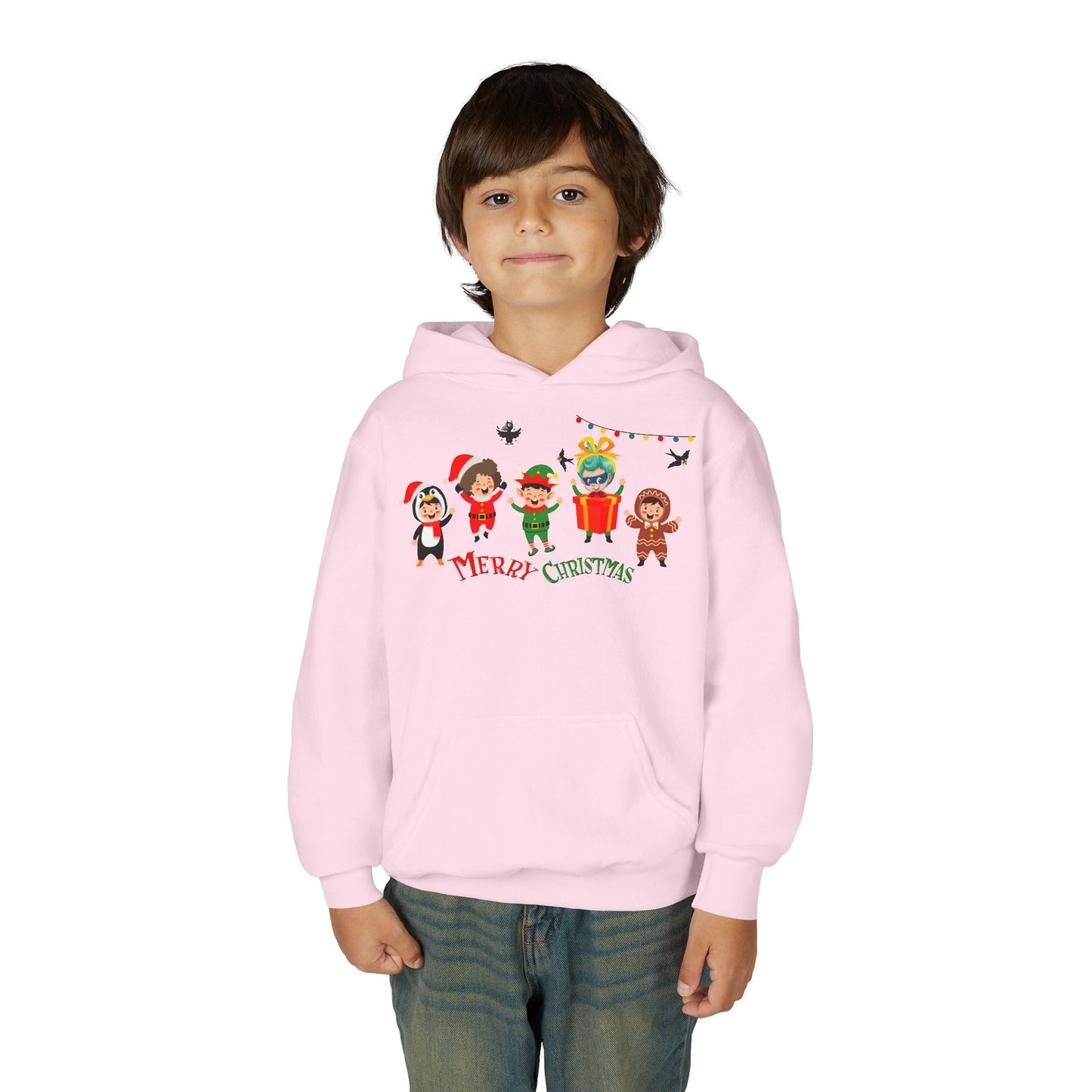 Youth Heavy Blend Hooded Sweatshirt - Merry christmas by super kiddo and friends