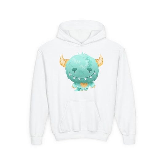 Youth Heavy Blend Hooded Sweatshirt - Cute green baby monster