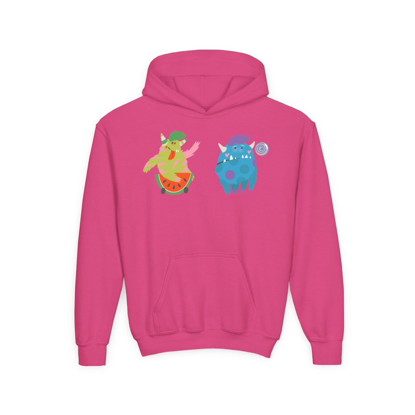Youth Heavy Blend Hooded Sweatshirt - Funny Toothy monsters