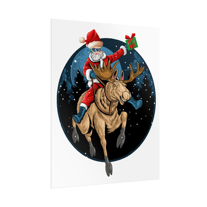 Rolled Posters - Super kiddo riding a reindeer - [[{"value":"Wonderwear Kid"}]]