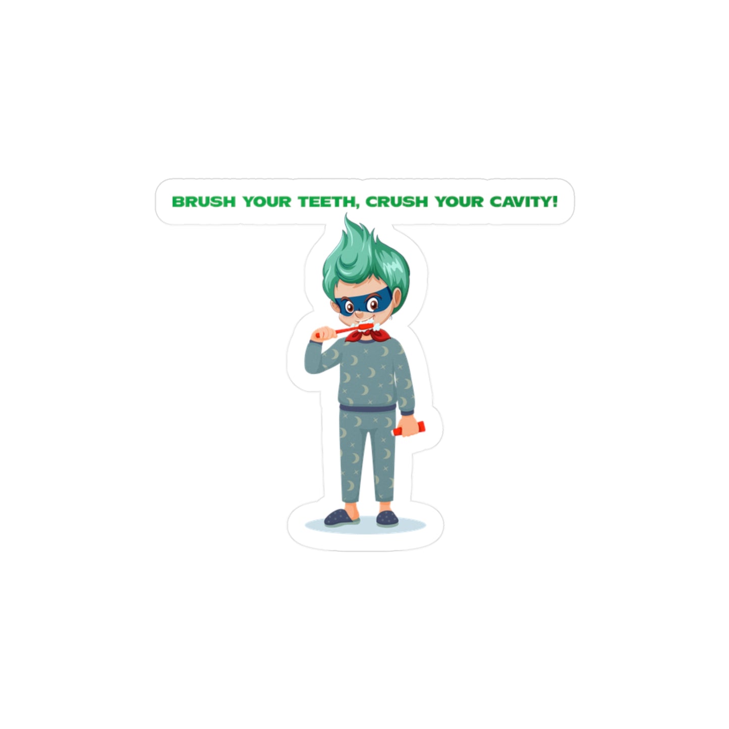 Halloween Kiss-Cut Vinyl Decals – Super kiddo brushing teeth - [[{"value":"Wonderwear Kid"}]]