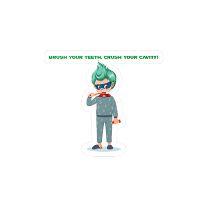 Halloween Kiss-Cut Vinyl Decals – Super kiddo brushing teeth - [[{"value":"Wonderwear Kid"}]]