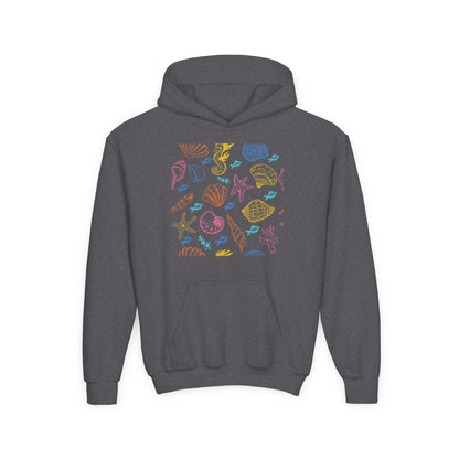 Youth Heavy Blend Hooded Sweatshirt - Sea creatures Printify