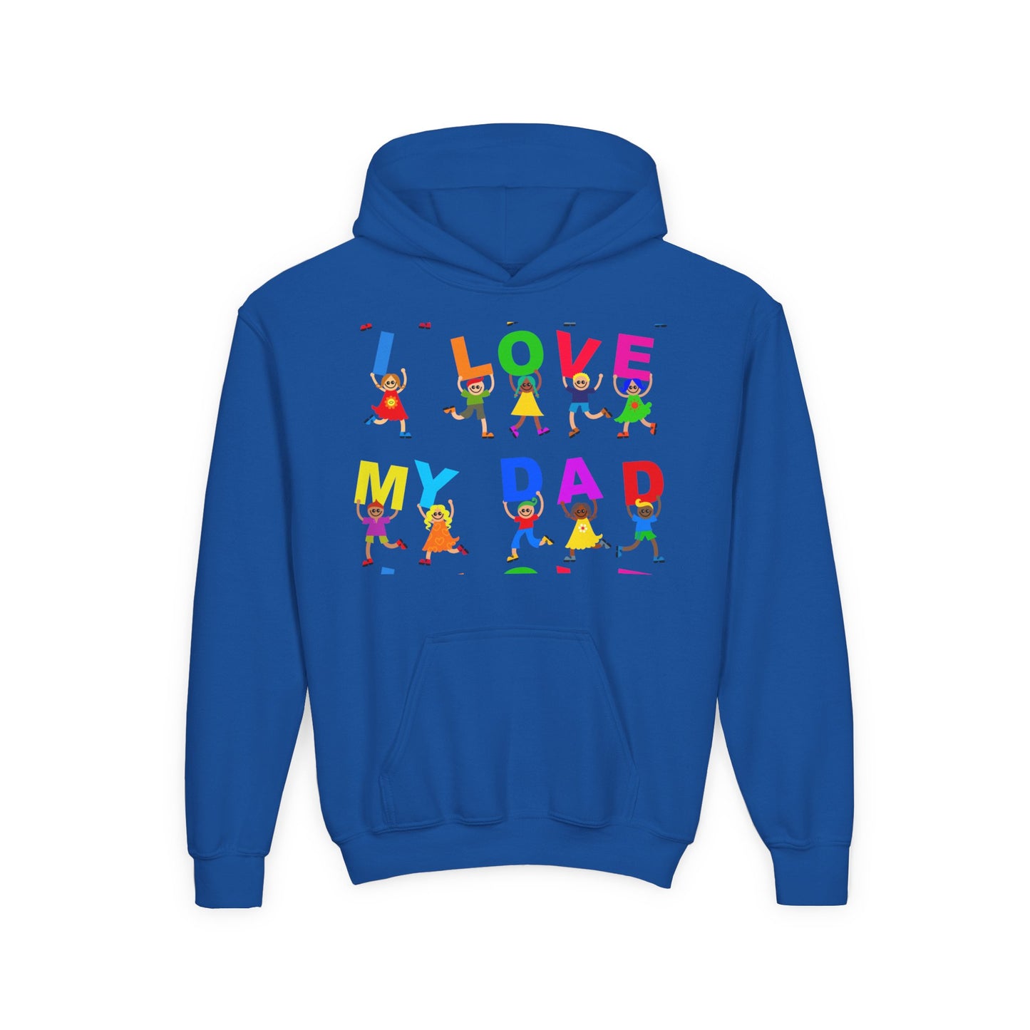 Youth Heavy Blend Hooded Sweatshirt - Kids showing i love my Dad
