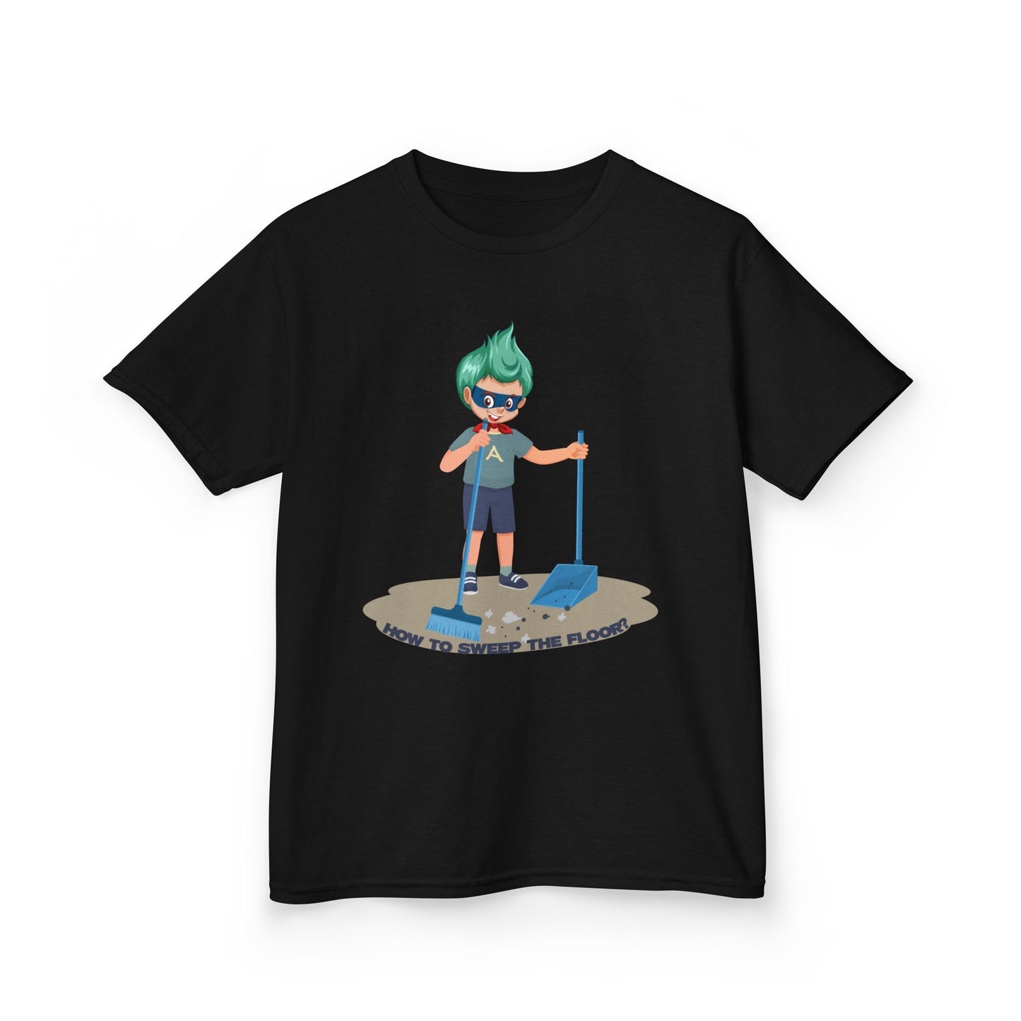 Kids Heavy Cotton™ Tee - Super kiddo sweeping floor - [[{"value":"Wonderwear Kid"}]]