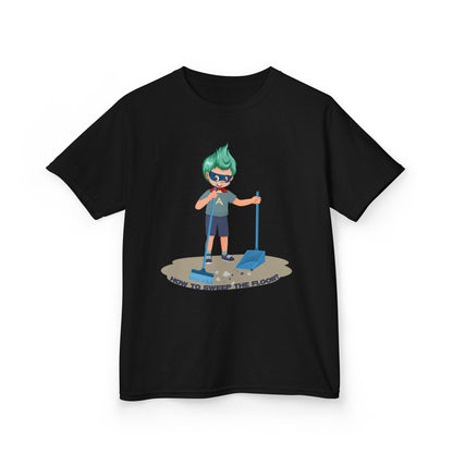 Kids Heavy Cotton™ Tee - Super kiddo sweeping floor - [[{"value":"Wonderwear Kid"}]]